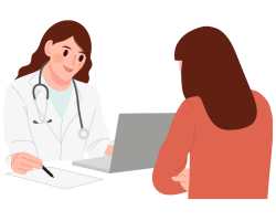 woman and her doctor